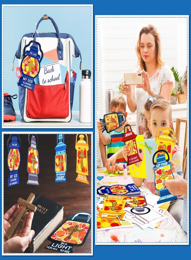 Resholder 30 Sets Christian Crafts Jesus Is The Lights Stickers Bulk Bible Verse Religious VBS Craft for Kids Cross Ornaments DIY Oil Lamp Card Kit for Summer Classroom Home Sunday School Party Favors - Image 5